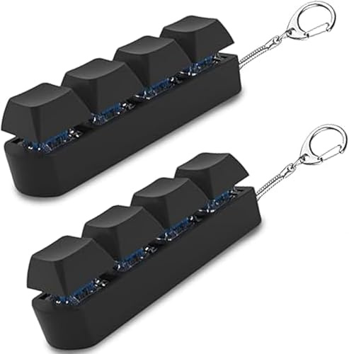 2 Pcs Keyboard Fidget Toy, 4-Button Finger Keyboards Keychain, for Stress