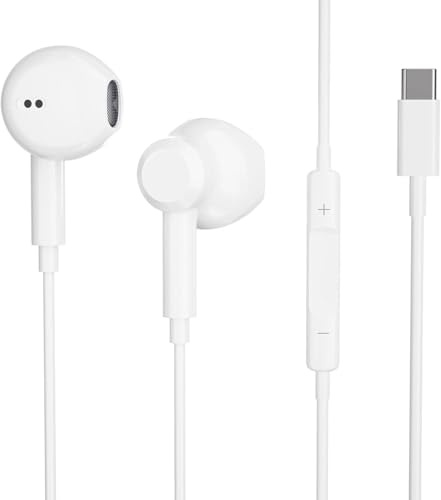 USB C Kopfhörer mit Kabel kompatibel Samsung Galaxy S25 Ultra S24 FE S23 S22 S21 A17 5G A16 A15 A56 A55 A36,Type-c in-Ear Kopfhörer kompatibel mit iPhone 16/15 Google Pixel & Huawei & Android-Geräten
