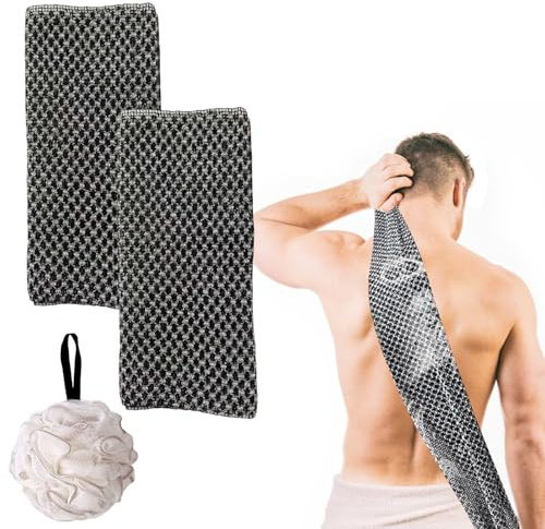Serviette Exfoliant pour le Dos,serviette de douche exfoliante,Serviette De Douche Exfoliante Ecovia,Serviette Exfoliante Ecovia,Serviette de Lavage pour la Douche,2 PC