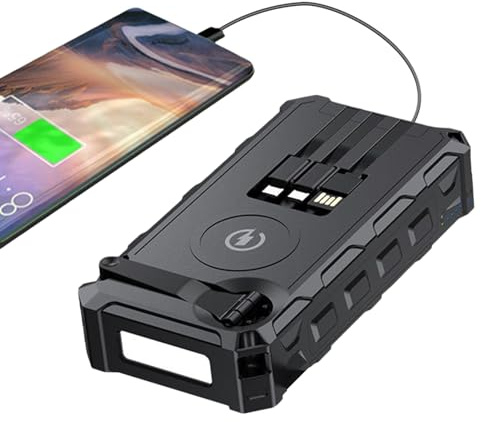 Batterie Externe Solaire, Chargeur Portable Rapide avec Lumière Intégrée, Powerbank Portable Rechargeable Pliable pour Voyage Camping Pêche Randonnée Vélo