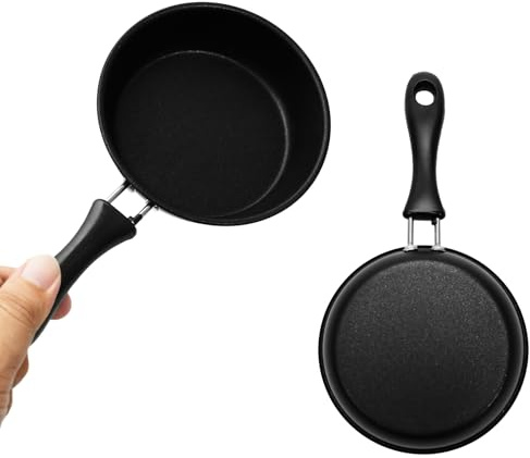 Korechain Mini Gusseisen Pfanne 12cm Antihaft Bratpfanne Induktionsgeeignet Kleine Eierpfanne mit Griff für Eier Speck Pfannkuchen Camping Wohnmobil
