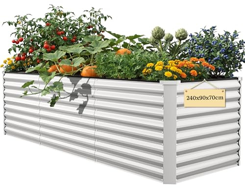 DWVO Hochbeete 240X90X70CM,1512L aus Metall mit 0,35mm verzinkter Stahl