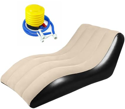 MIUUIPI Aufblasbares Sofa, Aufblasbarer Sessel, Luftsofa, Campingsofa, Tragbare Flocking Aufblasbare Couch mit Beflockter Oberfläche für Outdoor Camping Strand Wohnzimmer (Khaki-A)