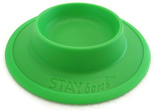 STAYbowl Pet Food and Water Bowl for Cats, Toy Breed Dogs, Bearded Dragons, Turtles, and Small Pets (3/4 Cup in Four Colors (Spring Green)