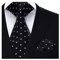 HISDERN Krawatte Schwarz Herren Krawatten mit Einstecktuch Punkte Krawatte Hochzeit und Taschentuch Set