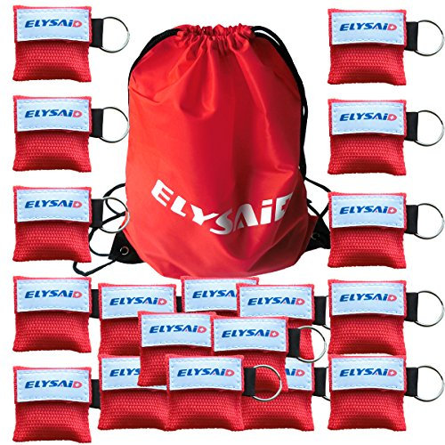 50 Stück CPR Maske Face Shield mit Schlüsselanhänger und Rückschlagventil für Erste Hilfe/Rescue, CPR Atmen Barriere Mund zu Mund SCHUTZ Wiederbelebung Schild in einem Schlüsselring Beutel