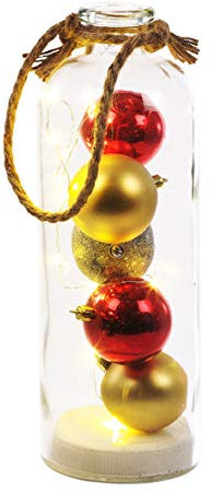 The Christmas Workshop Bottle Decoration, Red and Gold Baubles, 31cm High x 11cm Wide x 11cm Deep