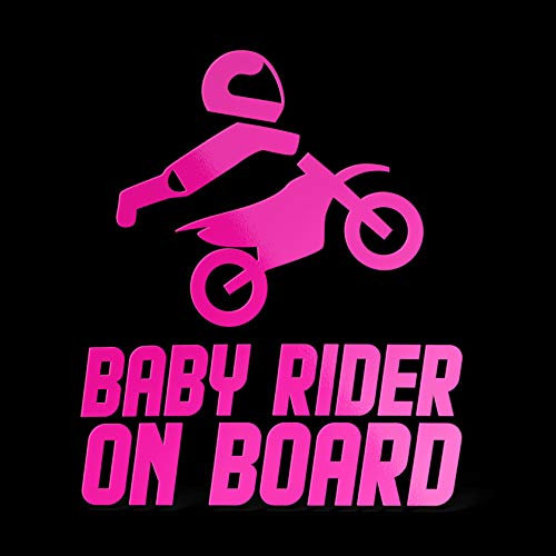 ERREINGE Sticker BABY RIDER ON BOARD ROSA FLUO Adesivo prespaziato in PVC per Moto Motocross Scooter Bike Casco Vespa - cm 12