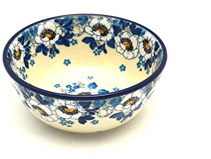 Polnische Keramik Schale – Eiscreme/Dessert – Weiße Mohnblume