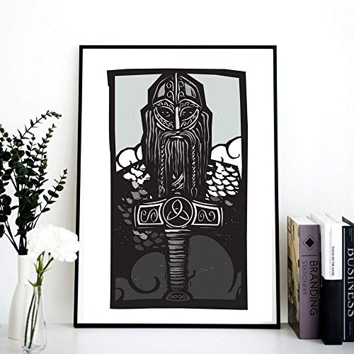 Din A4 Kunstdruck ungerahmt - Nordmann Krieger Wikinger Vikings Valhalla - Nordische Mythologie Ornamente Gothic Kelten Druck Poster Bild