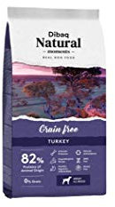 Dibaq Natural Moments Dog Grain Free Turkey - Truthahnfutter für ausgewachsene Hunde - 100 % natürlich und getreidefrei - 2 kg