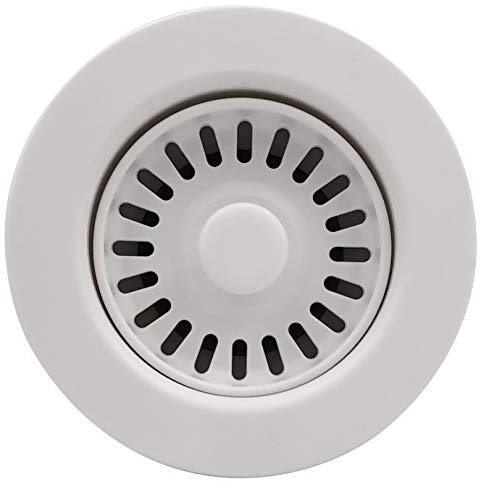 GZILA White 3.5 Inch Kitchen Sink Drain Basket Strainer Assembly Kit Polymer Removable Waste Basket and Stopper Matched Color for Ceramic/Granite and Fireclay Sinks