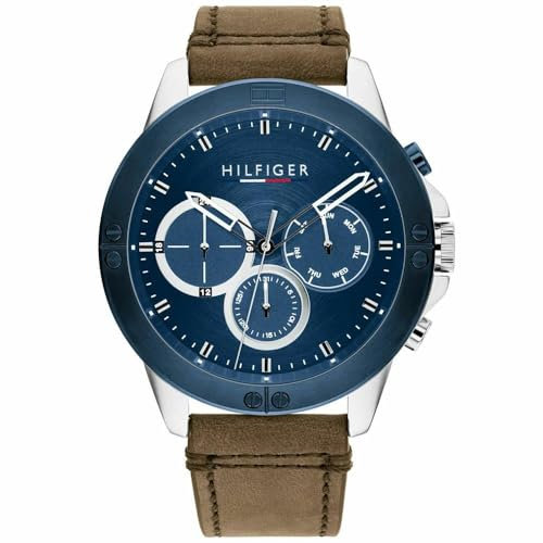 Tommy Hilfiger Multi Zifferblatt Quarz Uhr für Herren mit Braunes Lederarmband - 1791895