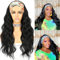 Sapphirewigs Body Wave Stirnband Perücke synthetische lange wellige Perücken für Frauen kleberlos schwarz natürlich aussehen 150% Dichte 26 inch