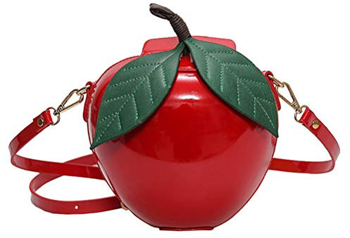Luxshiny Schultertasche Damen in Apfelform: Kleine UmhäNgetasche Mit Verstellbarem Riemen, Mini Handtasche FüR MäDchen - Rot