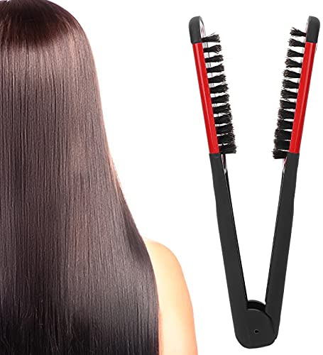 Haarglättungsbürste, Antistatisch Haare Glätten Haarbürste Borstenklemme Haarkämme Haarglätter Bürste Haarglättungskamm Styling Werkzeuge Wildschweinborsten Doppelseitige Bürste (Netz)