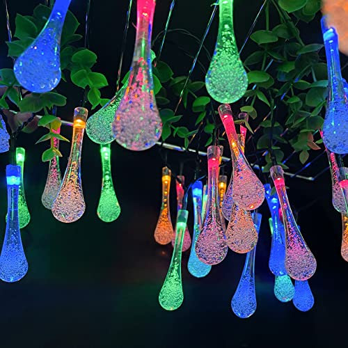 XRR Solar Lichterketten Außen 7.5M 50LED Solar Wassertropfen Lichterkette outdoor 8 Modi IP65 Wasserdicht Solarbeleuchtung Weihnachten Deko für Hochzeiten, Party, Balkon, Bäume (Mehrfarbig)