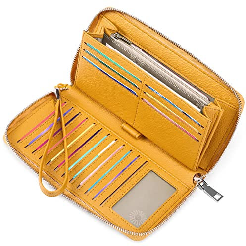 GAEKEAO Portafoglio Donna Grande, Pelle con Blocco RFID Portafogli Donna, Portamonete con Chiusura a Cerniera, Borsellino Idee Regalo