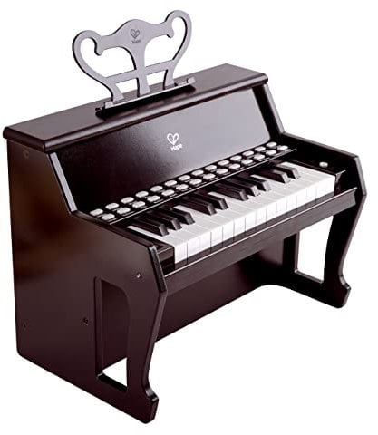Hape elektrisches Leuchttasten-Piano mit 25 Tasten, schwarz mit 6 Rhythmen und 8 Melodien, ab 3 Jahre