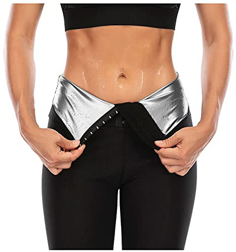 Gewichtsverlust Hosen Sauna Sporthose Abnehmen Hosen Laufhose Hot Thermo Sweat Schwitzhose Schweiß Schwitzen Jogginghose Fettverbrennung Leggings Pants Trainingshose Sweathose Frauen Women (Weiß, S)