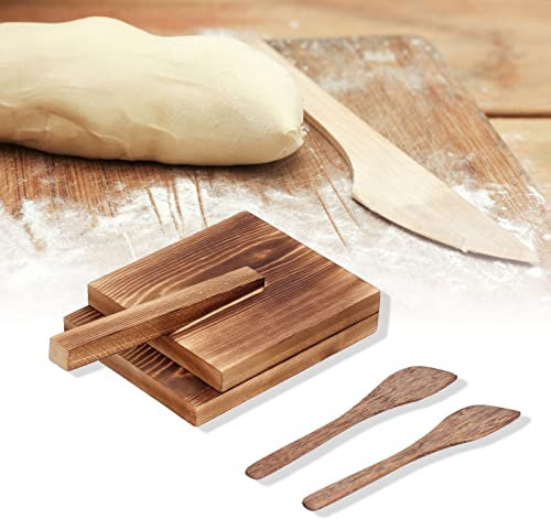 Prensa de Tortilla de Madera, Prensador de Piel de Albóndigas, Prensador de Masa de Madera, Prensa de Tortilla, Mango de Madera Multifunción, Herramienta de Prensado de Masa Fina para Hacer Tortillera