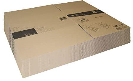 Pack and Move – Packung mit 20 XXL-Aufbewahrungs-Umzugskartons – 80 x 60 x 50 cm – verstärkte Griffe – 2 gratis Kleber