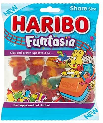 HARIBO Funtasia 150g Sharebag – Fruit Flavour Gums with Sweet Foam – Mixed Gummy Candy Sweets