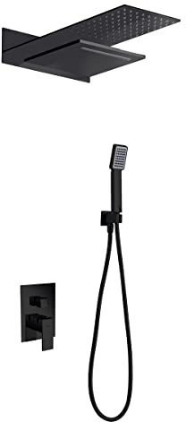 IMEX GTR049/NG RODAS Conjunto de Ducha Empotrado Termostático Negro Mate