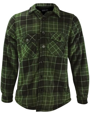 HEAT HOLDERS Men's Quilted Plaid Winter Jacket Long Sleeve Plaid Shirt | Checkered Pattern (M, Hunter/Black)