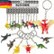 Carpeta 12 x Schlüsselanhänger * Dinos + T-REX * Plus metallische Schlüsselkette ┃ mit 3D-Effekt | Perfekt für als Mitgebsel für einen Dino Kindergeburtstag┃Kinder lieben diesen Dinosaurier