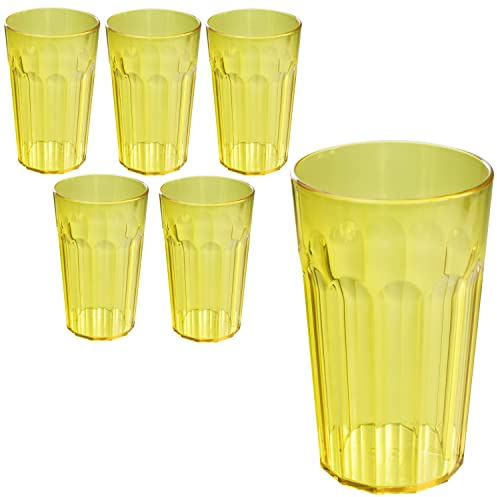 Hummelladen Lot de 6 verres à eau en acrylique jaune - 630 ml - Pour 6 personnes - Verre de camping - Incassables - En plastique - Pour fête, pique-nique, enfants