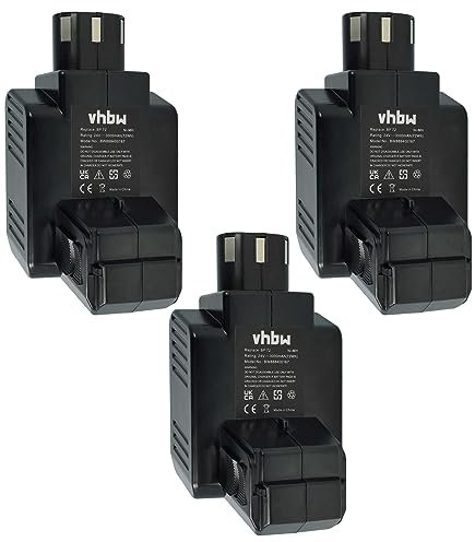vhbw 3X Batteries Remplacement pour Hilti BP72 pour Outil électrique (3000 mAh, NiMH, 24 V)