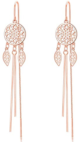 Threader Earrings 925 Sterling Silver Flower Tassel Long Charm Dangle Drop Earrings Jewellery Gifts for Women Girls