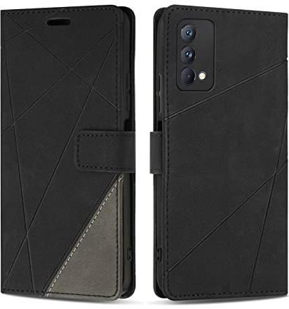 SONWO Hülle für Oppo Realme GT Master Edition, Premium PU Leder Handyhülle Flip Case Wallet Silikon Schutzhülle Klapphülle für Oppo Realme GT Master Edition, Schwarz