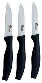 Pradel Excellence - Essentiels - Set de 3 Couteaux d'Office - Lames en Céramique - Présentés sur Carte - Coupe Précise et Facile - Design Noir Élégant