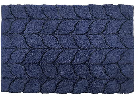 saniplast Teppich Zopf mit elegantem weichen Relief-Dekor, Größe 60 x 90 cm - Farbe Dark Denim