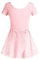 Arshiner Ballettkleidung Kinder Set Ballettanzug Mädchen Kurzarm Ballettkleid Pailletten Tanzkleid Tanzbody mit Chiffon Wickelrock Rosa 120/3-4 Jahre