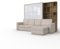 Schrankbett vertikale mit Ecksofa, Invento LED 160V mit Lattenrost aus Holz, Wandklappbett 160x200 erwachsene, modern concept und design, praktisch (Eiche Country/Weiß glanz + beiges Sofa + Regal)