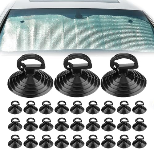 25 ventosas para ventana de automóvil, ventosas multifuncionales para parabrisas de automóvil, accesorios de automóvil, soporte de absorción de PVC para automóvil, SUV, camión (negro)
