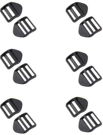 12 pezzi zaino fibbia scorrimento per cinghie dello plastica fibbia a clip per Sostituzione e manutenzione zaino ladder buckle Nero, 5cm