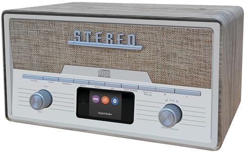 Denver Radio Dab Lecteur CD - Radio Vintage - Bluetooth - 20 Stations préréglées - Dab/FM/AUX (Lightwood)