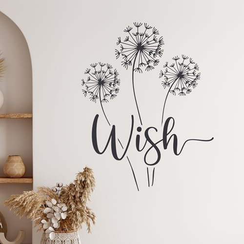 GRAZDesign Pusteblume Wandtattoo Wish Blumen Wandaufkleber für Kinderzimmer Mädchen Schlafzimmer Wohnzimmer Löwenzahn Pflanzen - 38x30cm / dunkelrot