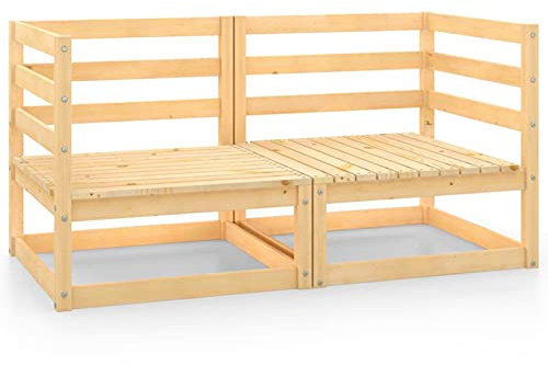 Gecheer Garten-Ecksofas Gartensofa 2 STK.Outdoor-Sofa Gartenmöbel Sofa-Eckteil Sofagarnitur 70 x 70 x 67 cm (B x T x H),Kiefer-Massivholz