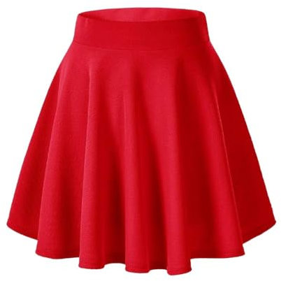 Cegerne Damen Mädchen Mini Skater Rock Flared Casual Schule Rock Tennis Rock Faltenrock, Rot, S