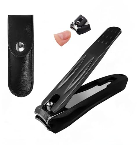 KOOTEC® Coupe-ongles professionnel en acier inoxydable + étui | Coupe-ongles pieds et mains avec réservoir | Pour homme et femme.