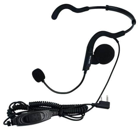 Retevis Walkie Talkie Auricolare, Auricolare Dietro la Testa, Cuffie Regolabili con Microfono ad Asta Compatibile con Baofeng UV-5R eSynic RT24 RT86 Auricolare Radio Bidirezionale (1 Pezzo)