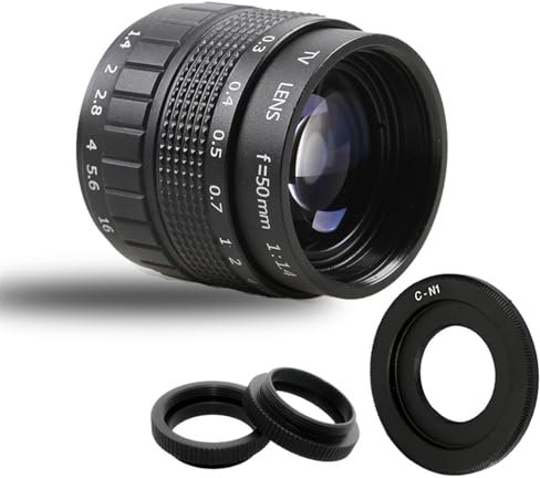 Objectif de Film TV CCTV 50mm F1.4 + Monture C + Bague Macro, for Nikon 1 AW1 S2 J4 J3 J2 J1 V3 V2 V1 Appareil Photo sans Miroir C-NI N1