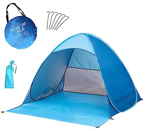 Hapihom Pop Up Strandmuschel, Strandmuschel mit UV-Schutz, Automatisches Tragbarer Wurfzelt Sonnenschutz Zelt, Windschutz am Strand Strandzelt, 2–3 Personen Wasserdicht Zelt