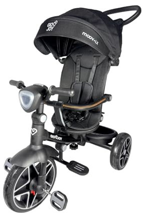 Triciclo Evolutivo 4-in-1 Moov-LX per Bambini dai 18 mesi (Telaio Nero, Tessuto Nero)
