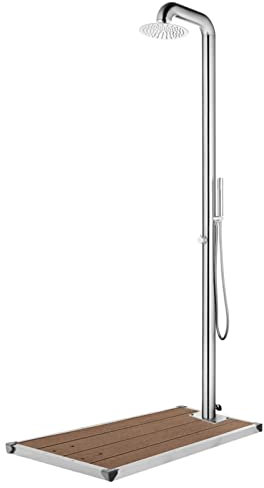 Bulliing Gartendusche mit Brauner Gartendusche Outdoor Dusche Garten AußEndusche Bodenplatte 230 cm Edelstahl